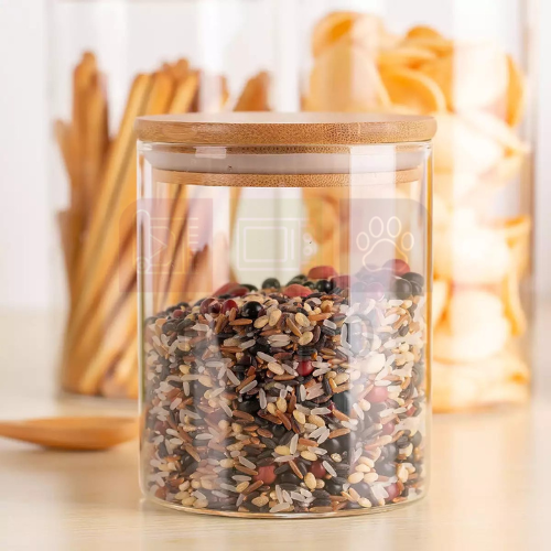 Glass Storage Jar with Airtight Bamboo Wood Lid 830ml - DELI